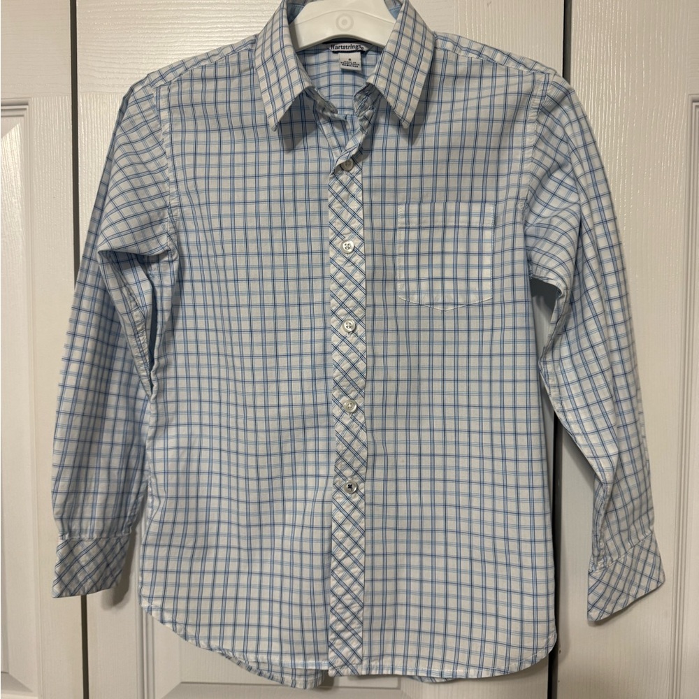 Boys Blue Plaid Shirt, size 8